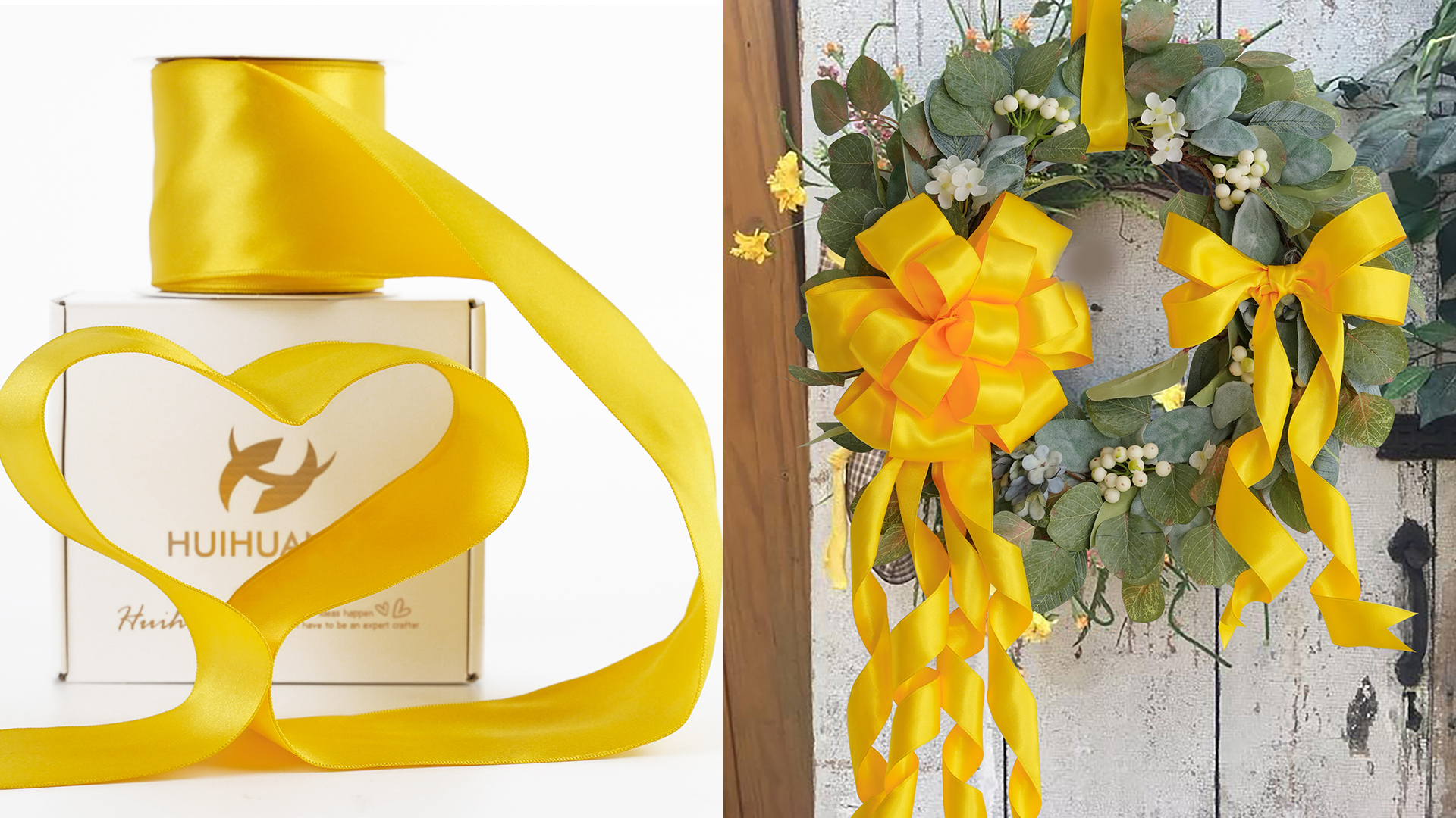 And Mary イエロー リボン Amazon.com: HUIHUANG Yellow Satin Wired Ribbon 1-1/2 inch Yellow